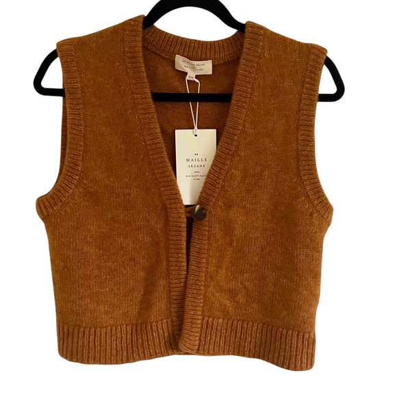 Sezane Maxime Gilet Cardigan in Ochre NWT XXS - Picture 1 of 8